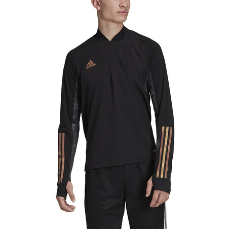 Sweat zippé adidas noir or