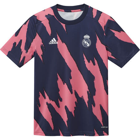 Maillot avant match junior Real Madrid rose bleu 2020/21