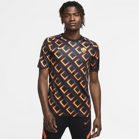 Maillot avant match AS Roma noir orange 2020/21