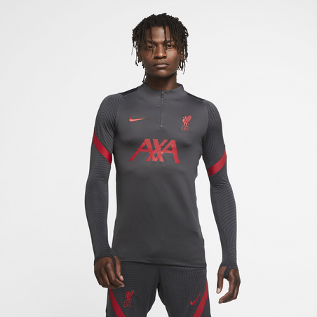 Sweat zippé Liverpool gris rouge 2020/21