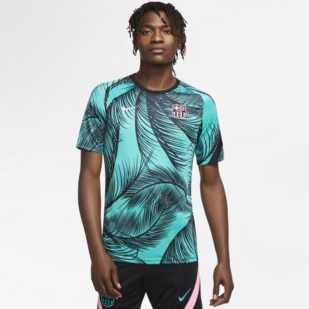 Maillot avant match FC Barcelone vert noir 2020/21