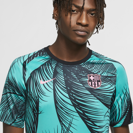 Maillot avant match FC Barcelone vert noir 2020/21