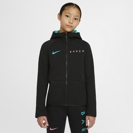 Veste survêtement junior FC Barcelone TechFleece noir vert 2020/21