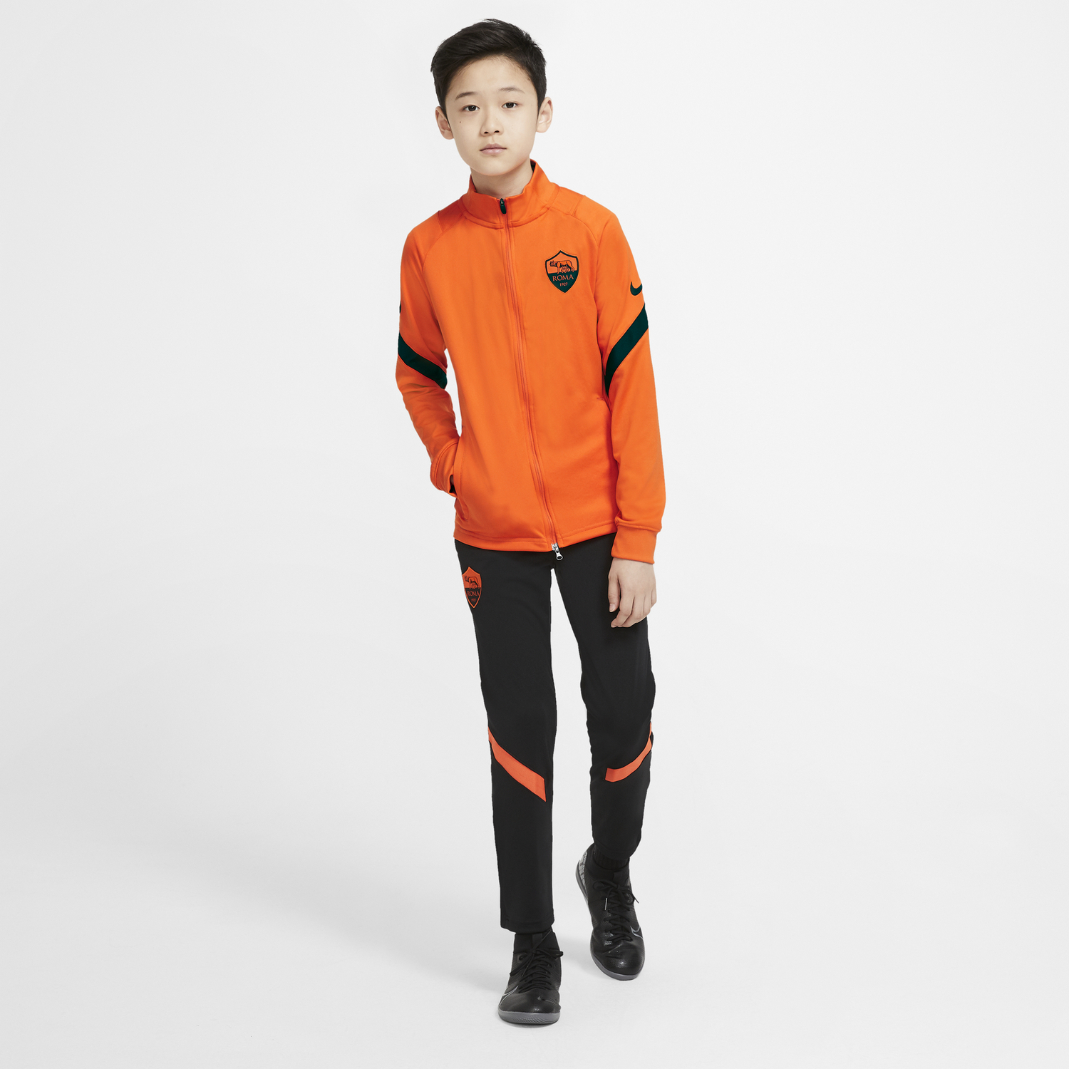 Ensemble survêtement junior AS Roma orange noir 2020/21 sur Foot.fr