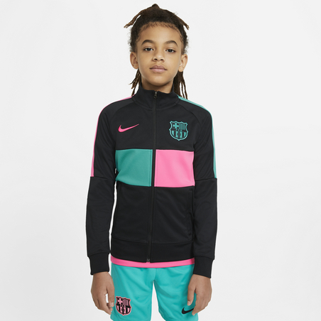 Veste survêtement junior FC Barcelone Anthem noir rose 2020/21