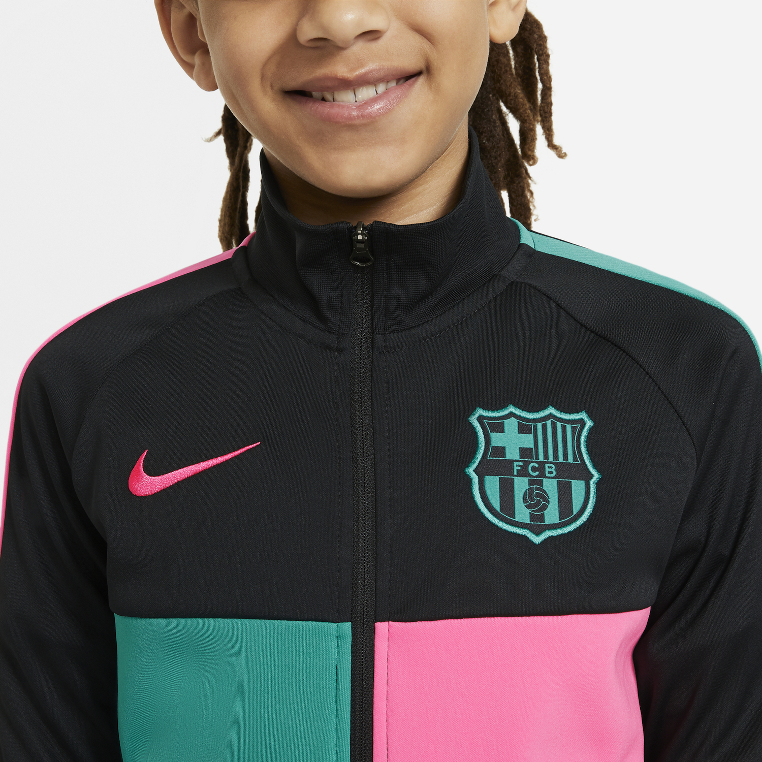 Veste surv tement junior FC Barcelone Anthem noir rose 2020 21 sur