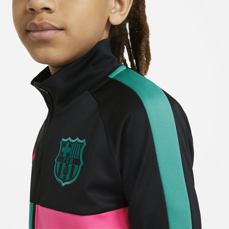 Veste survêtement junior FC Barcelone Anthem noir rose 2020/21