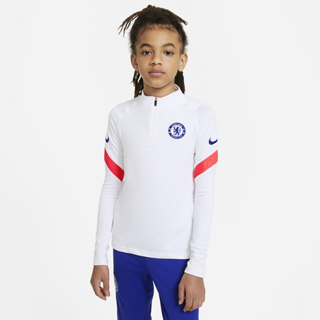 Sweat zippé junior Chelsea blanc rouge 2020/21