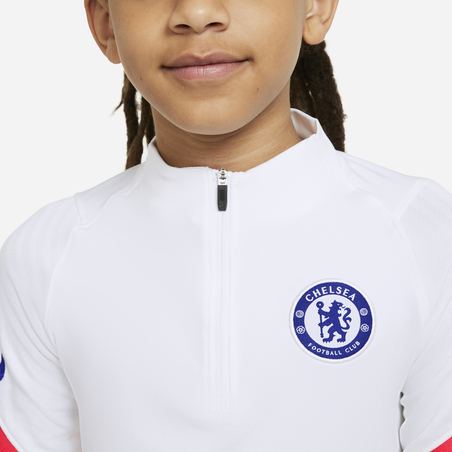 Sweat zippé junior Chelsea blanc rouge 2020/21