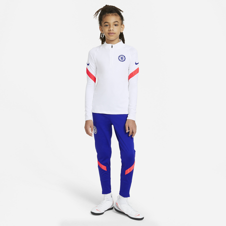 Sweat zippé junior Chelsea blanc rouge 2020/21