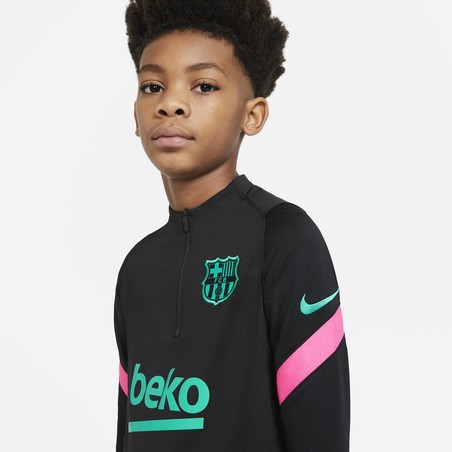 Sweat zippé junior FC Barcelone noir rose 2020/21