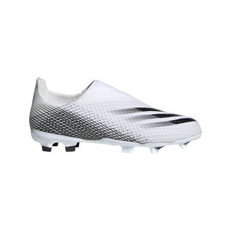 adidas X junior GHOSTED.3 LaceLess FG blanc noir