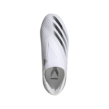 adidas X junior GHOSTED.3 LaceLess FG blanc noir