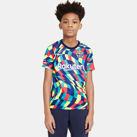 Maillot avant match junior FC Barcelone bleu rouge 2020/21