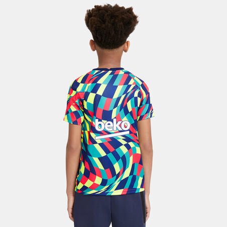 Maillot avant match junior FC Barcelone bleu rouge 2020/21