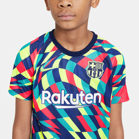 Maillot avant match junior FC Barcelone bleu rouge 2020/21