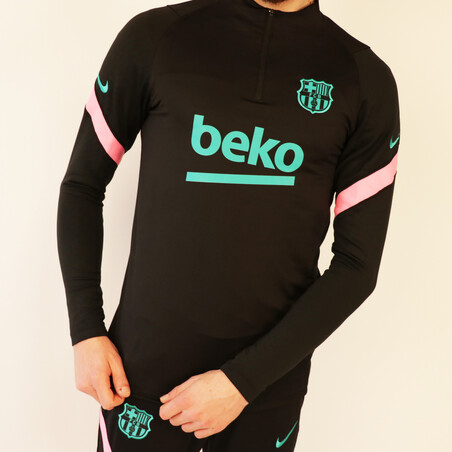 Sweat zippé FC Barcelone noir rose 2020/21