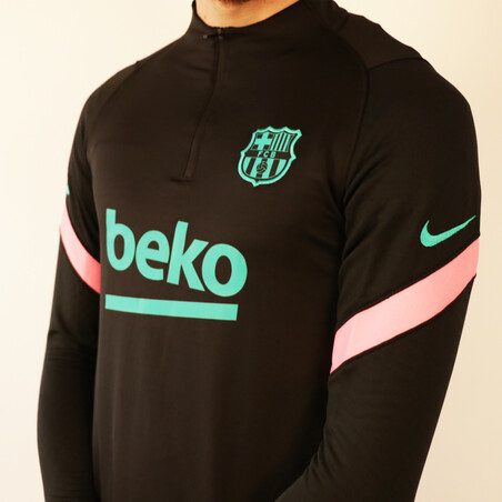 Sweat zippé FC Barcelone noir rose 2020/21