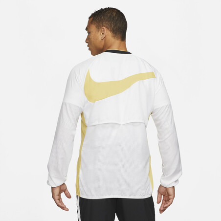 Veste survêtement Nike Academy microfibre blanc or