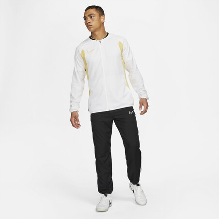 Veste survêtement Nike Academy microfibre blanc or