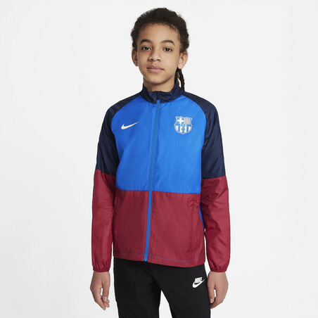 Veste imperméable junior FC Barcelone bleu rouge 2021/22