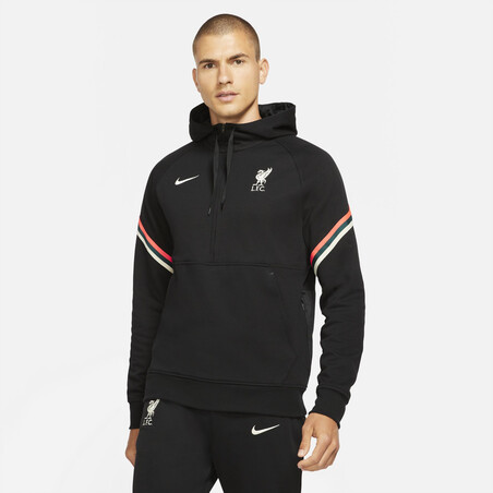 Sweat zippé Liverpool Fleece noir blanc 2021/22