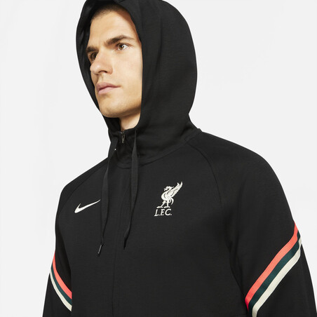 Sweat zippé Liverpool Fleece noir blanc 2021/22