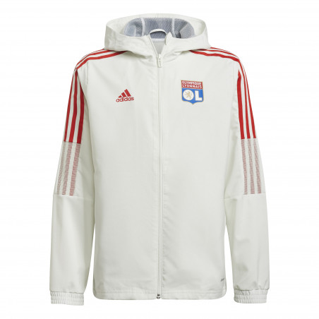Veste entraînement à capuche junior Olympique Lyonnais blanc 2021/22