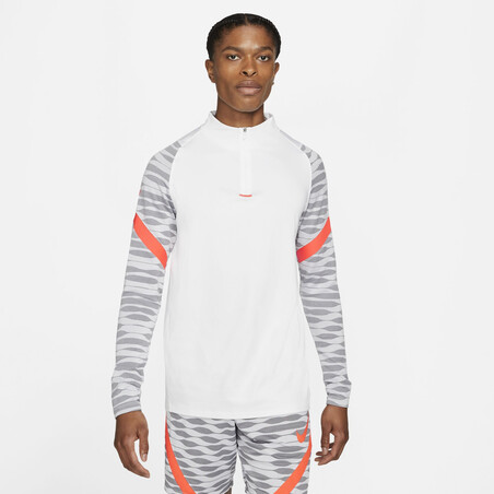 Sweat zippé Nike Strike blanc rouge 2021/22