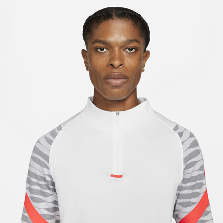 Sweat zippé Nike Strike blanc rouge 2021/22