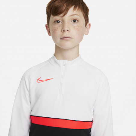 Sweat zippé junior Nike academy blanc rouge