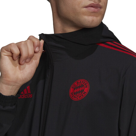 Veste survêtement à capuche Bayern Munich noir rouge 2021/22