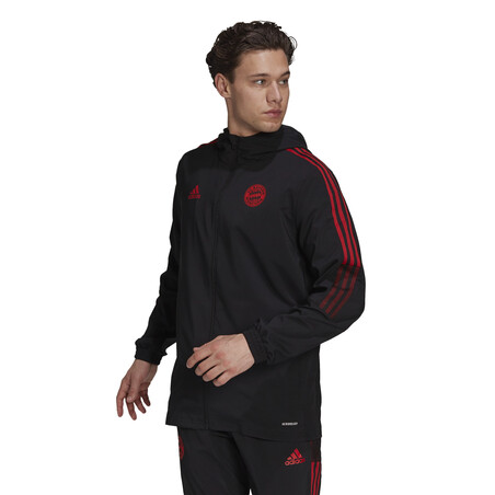 Veste survêtement à capuche Bayern Munich noir rouge 2021/22