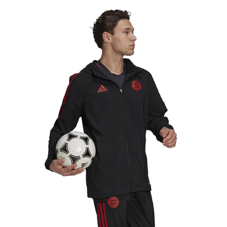 Veste survêtement à capuche Bayern Munich noir rouge 2021/22