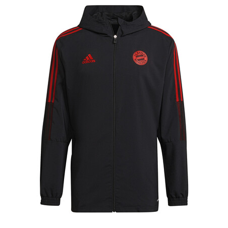 Veste survêtement à capuche Bayern Munich noir rouge 2021/22