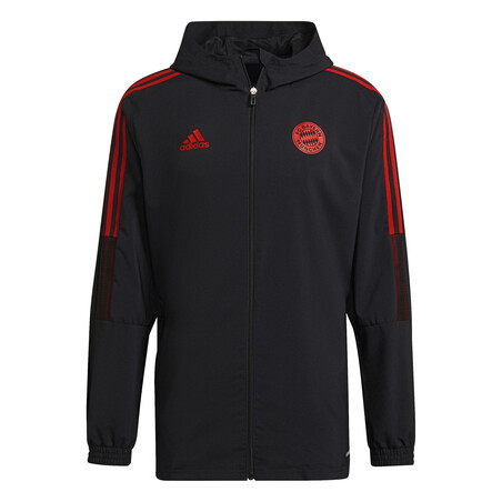 Veste survêtement à capuche Bayern Munich noir rouge 2021/22