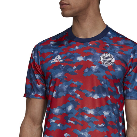 Maillot avant match Bayern Munich rouge bleu 2021/22