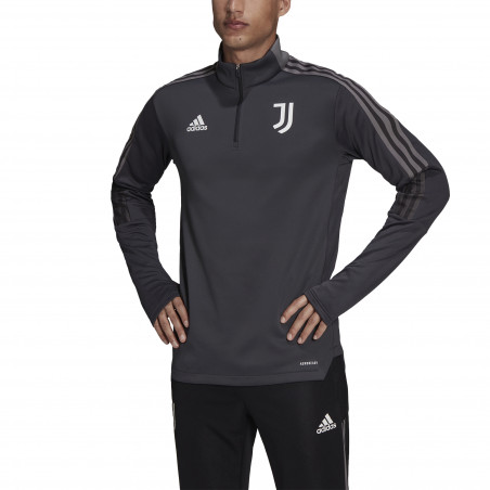 Sweat zippé col montant Juventus gris blanc 2021/22