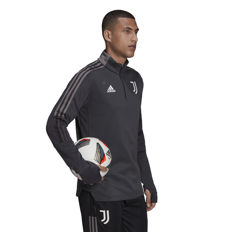 Sweat zippé col montant Juventus gris blanc 2021/22