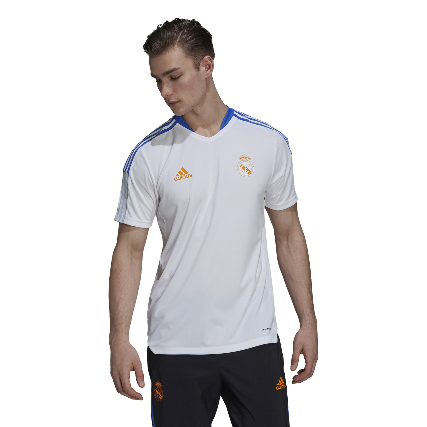 Maillot entraînement Real Madrid blanc orange 2021/22 sur Foot.fr
