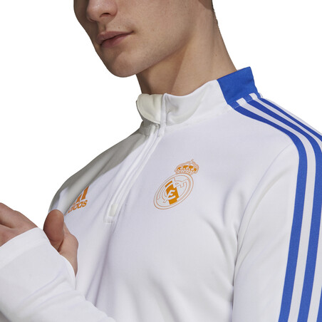 Sweat zippé Real Madrid blanc orange 2021/22