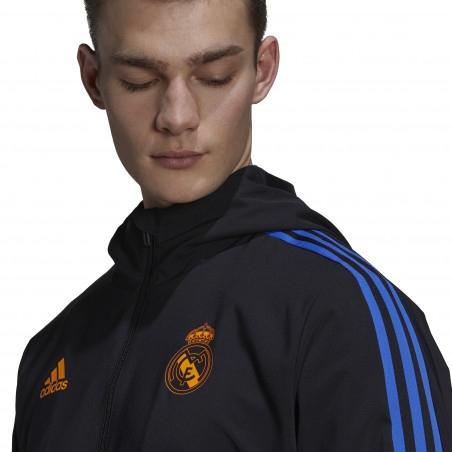 Veste survêtement à capuche Real Madrid noir orange 2021/22