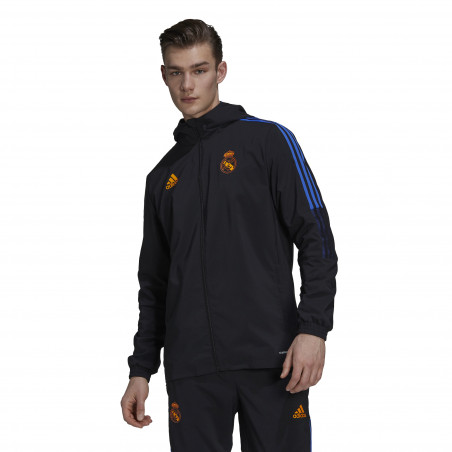 Veste survêtement à capuche Real Madrid noir orange 2021/22