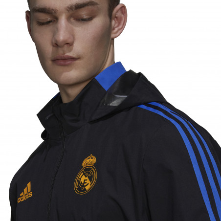 Veste imperméable Real Madrid noir orange 2021/22
