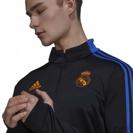 Sweat zippé col montant Real Madrid noir orange 2021/22