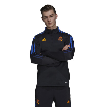 Sweat zippé col montant Real Madrid noir orange 2021/22