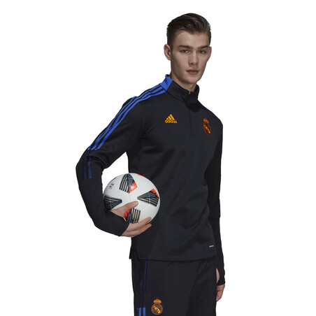 Sweat zippé col montant Real Madrid noir orange 2021/22