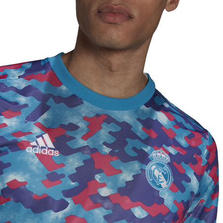 Maillot avant match Real Madrid bleu rouge 2021/22