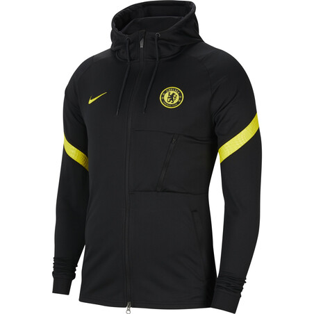 Veste survêtement à capuche Chelsea noir jaune 2021/22