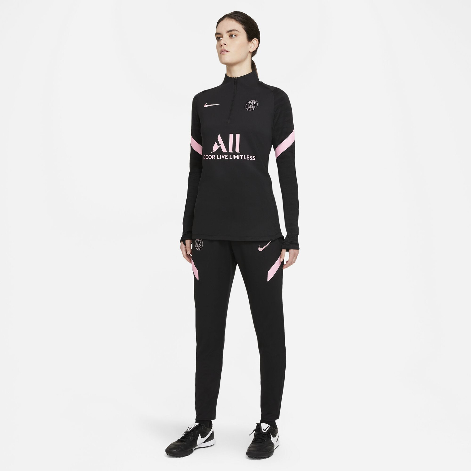 jogging psg femme noir et rose